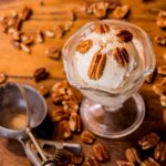 ice cream with walnuts in a glass